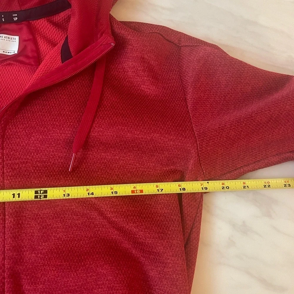 Adidas Red Full Zip Hoodie Sweatshirt Small S Logo Front Pockets Drawstring